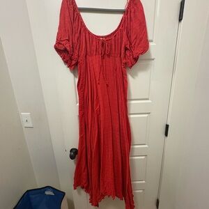 Free People Boho Red Dress